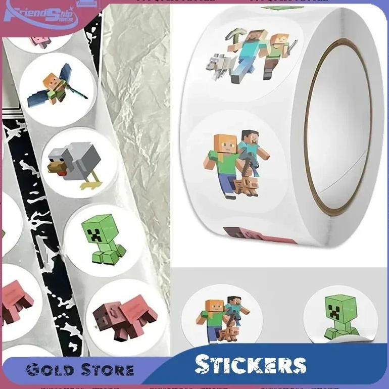 

500Pcs Minecrafts Stickers Diy Cartoon Cute Wall Sticker Roll Sealing Label My World Tape Stickers Decorative Decals Toys Gifts