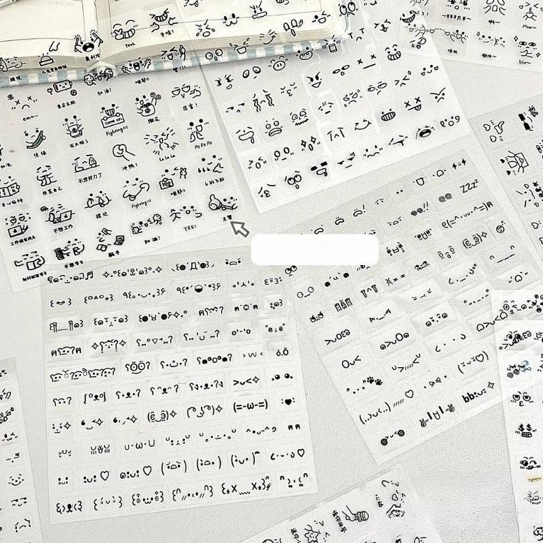 

10Pcs Random Cute Expression Scrapbook Sticker Korean Fashion Transparent Emoticon Journaling Sticker Diy Decor Sticker Kid Gift