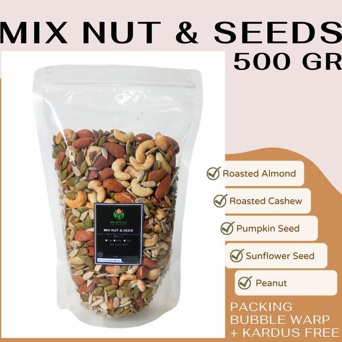 

JH8 MIX NUT & SEEDS 500 GRAM PREMIUM 4 VARIAN - ALMOND METE MEDE BIJI BUNGA MATAHARI PUMPKIN Food Cemilan Snack