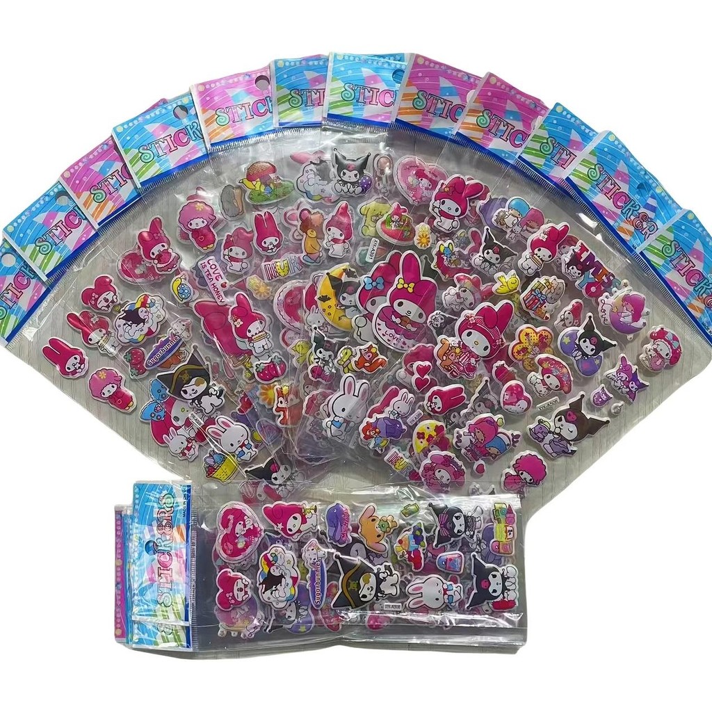 

12Pcs/Set Sanrio Whole Series Kuromi Melody 3D Bubble Stickers Decoration Decal Cute Reward Puffy Sticker Stationery Supplies