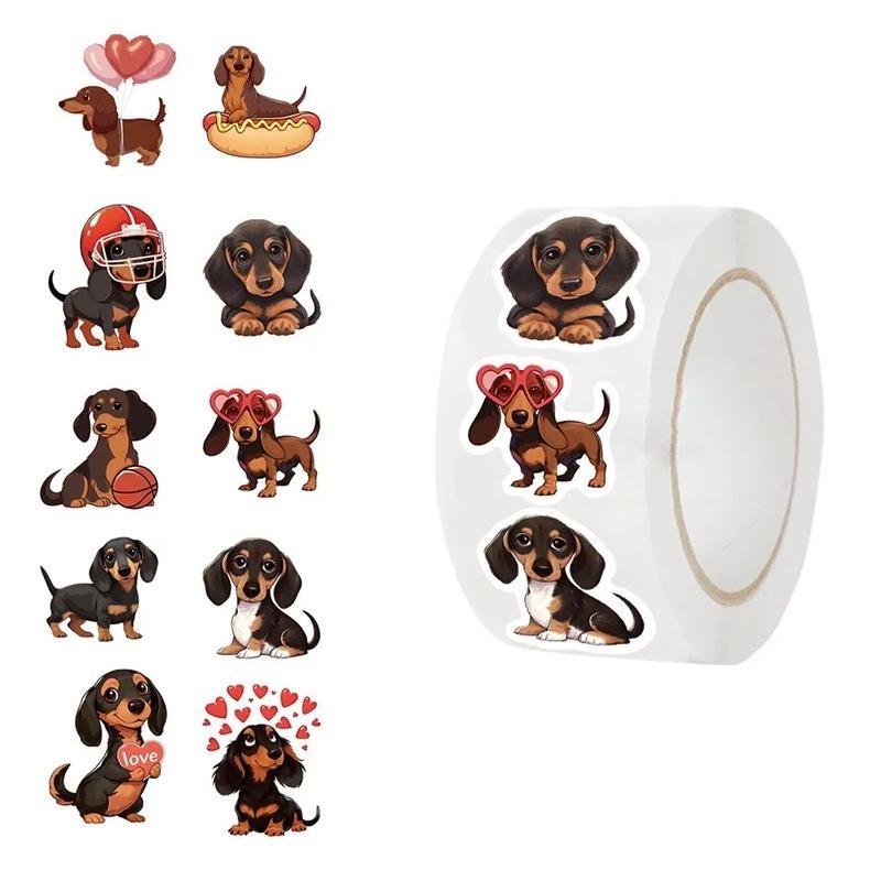 

500Pcs Cute Dachshund Dog Paper Labels Thank You Sticker Sealing Diy Decoration Scrapbooking Stationery Hand Accounting Supplies