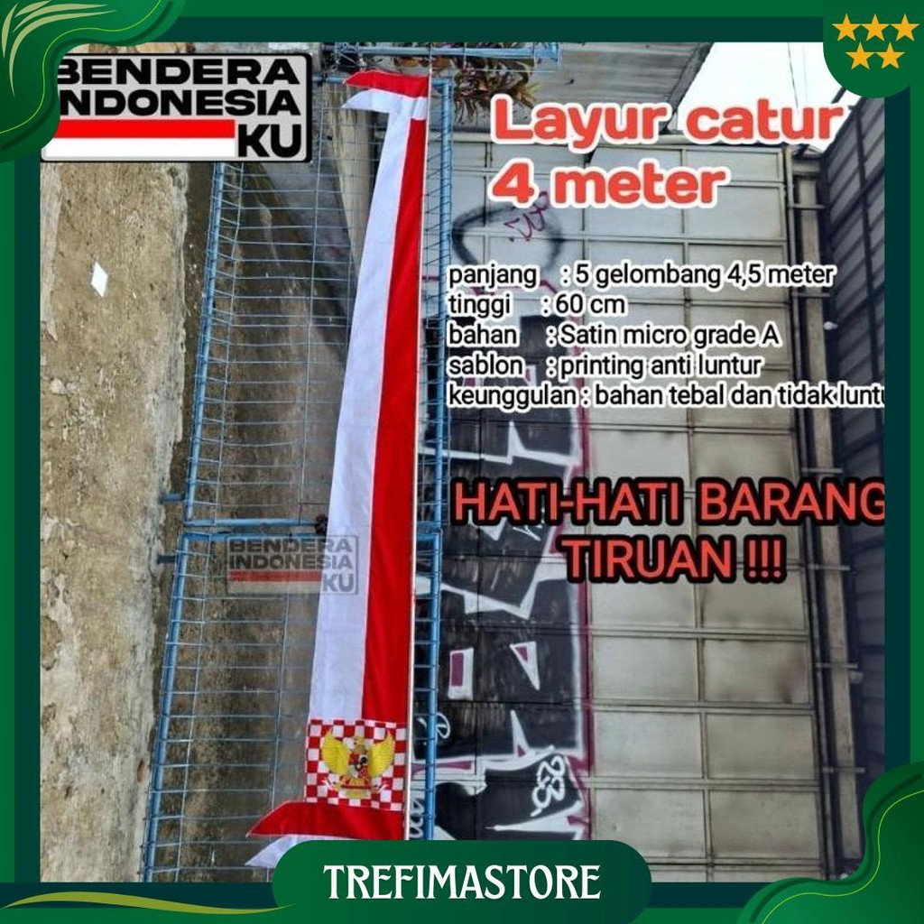 Umbul Umbul 4Meter Garuda / Umbul Merah Putih Dirgahayu Cod