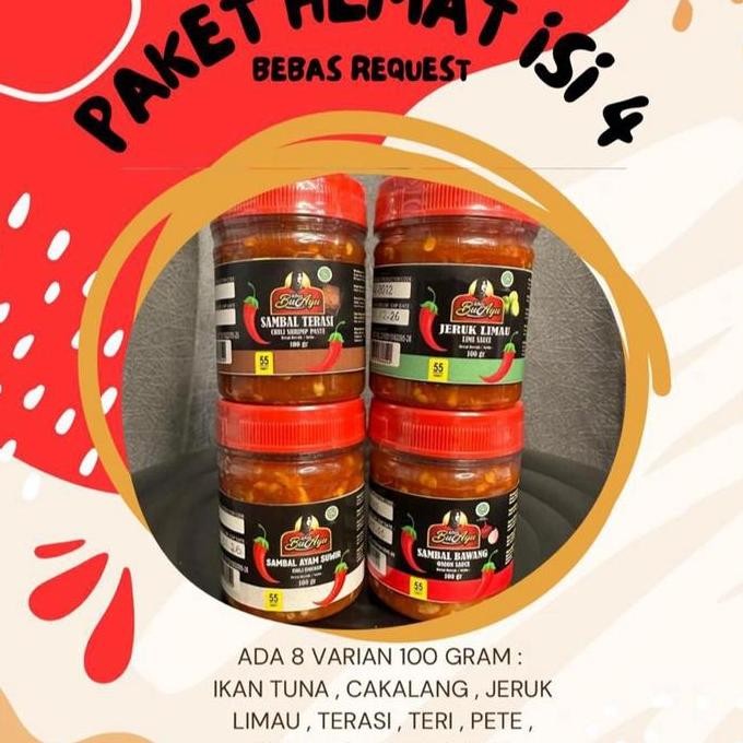 

JH8 PAKET SAMBAL ISI 4 EMPAT BOTOL 100gram BEBAS REQUEST PILIH VARIAN