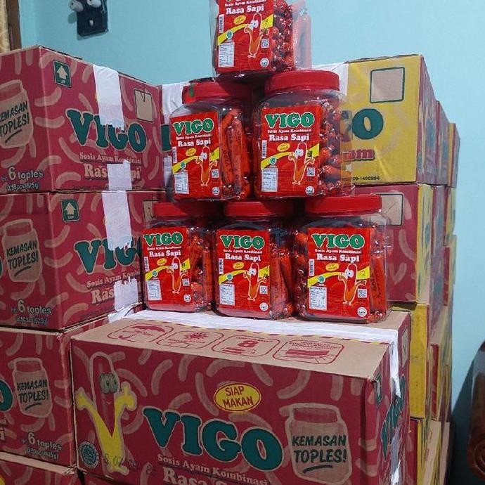 

JH8 Satu Toples VIGO Sosis Ayam Kombinasi Rasa Sapi 12,5 Gram isi 50.