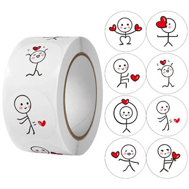 

100-200Pcs Cartoon Cute Matchstick Men Sticker Love Labels For Holiday Gift Decor Envelope Kids Hand Account Sealing Stickers