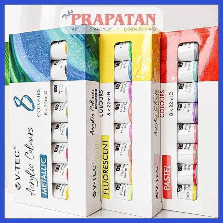 

( SEKOLAH / LUKIS ) DISCOUNT CAT AKRILIK SET V-TEC 8X22ML | V-TEC ACRYLIC SET (SENI / MENGGAMBAR / ART / KERAJINAN ) GOOD QUALITY
