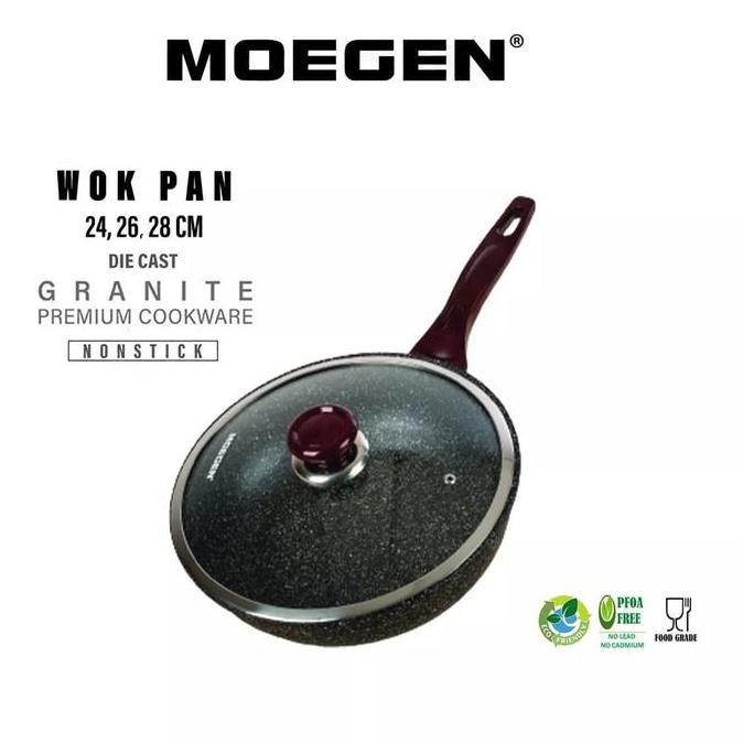 Murah Moegen Germany Wok Pan 24 Cm Granite Series Anti Lengket Original