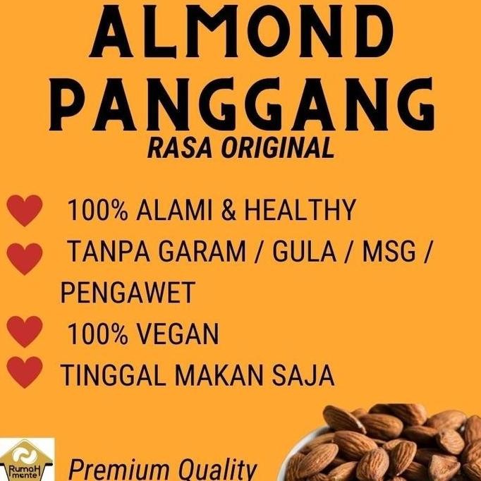 

Kacang Almond Panggan 500GR rasa Original Roasted Almond Plain Unsalted (Sudah Matang)
