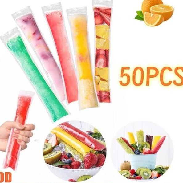 50 Pcs Plastik Es Lilin Klip Plastik Es Mambo Plastik Es Krim Pouch Panjang Plastik Klip