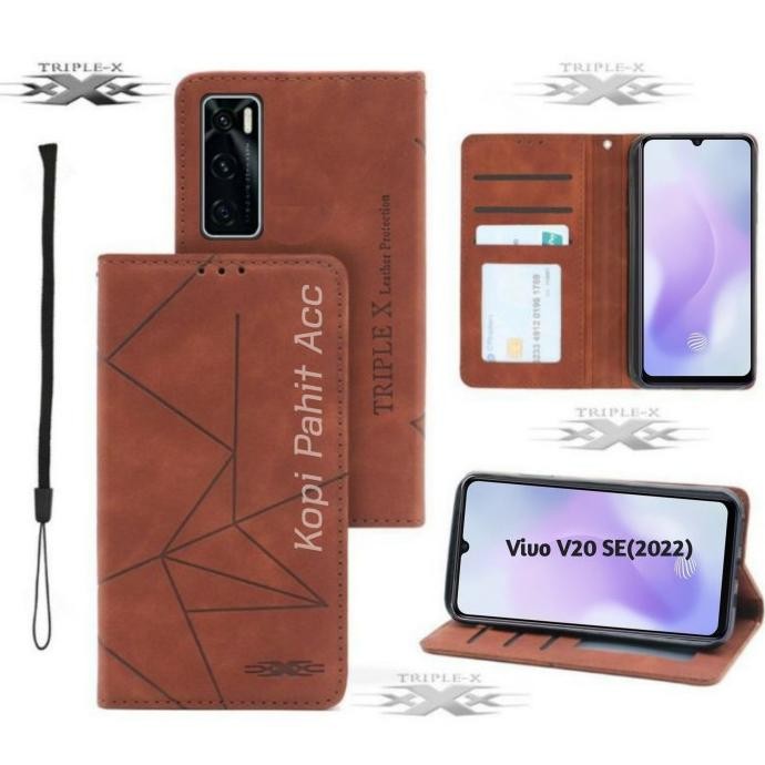 Case Vivo V20 Se V2022 Flip Cover Wallet Leather Case Dompet Magnet Sarung Kulit MURAH
