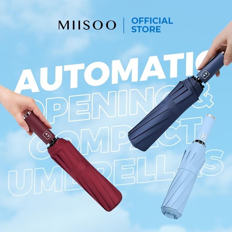 Hot Miisoo Payung Lipat Umbrella Otomatis Polos Besar Anti Uv Jumbo-Live An-114