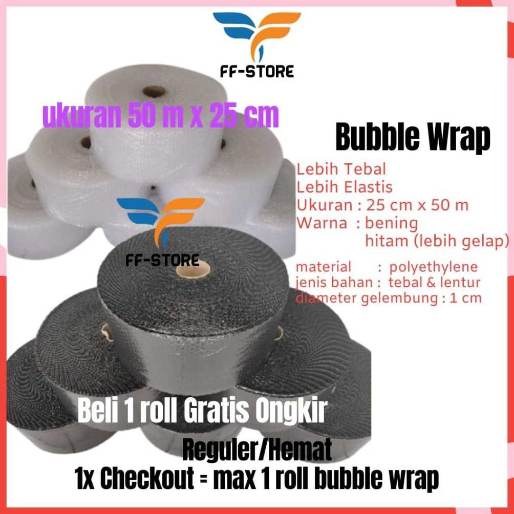 

[REGULER] [50Mx25Cm] Bubble Wrap 25cm x 50M Bubble Wrap Bening Plastik Bubble Wrap Bubble Wrap Hitam Bandung Murah DiM