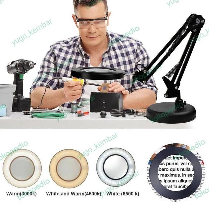 

Sale Lipat Profesional 10X Kaca Pembesar Lampu Meja Kaca Pembesar Lampu Led