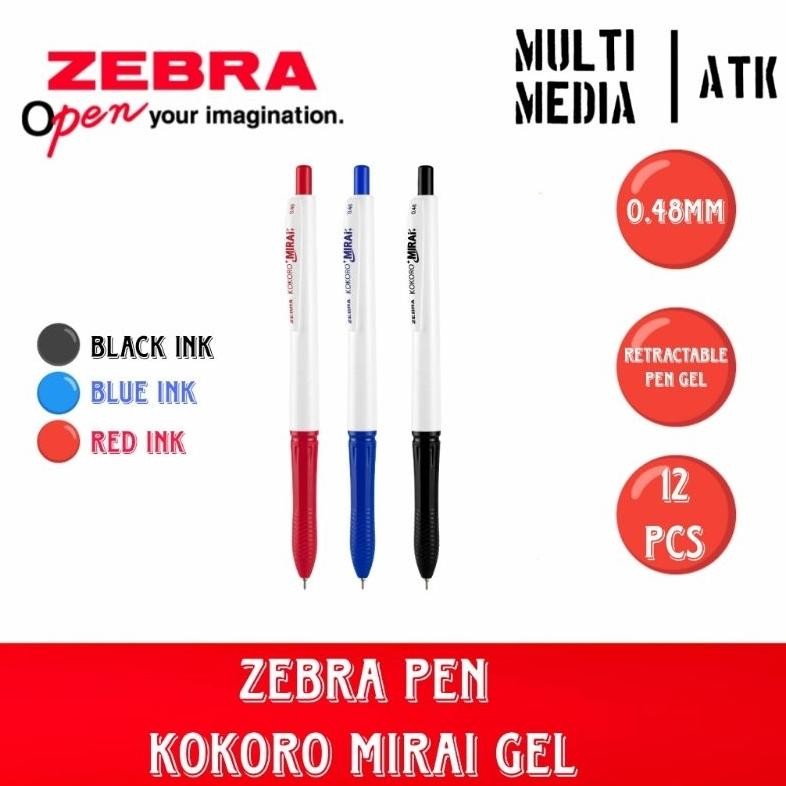 

PEN ZEBRA KOKORO MIRAI 0.48 \ PULPEN KOKORO GEL MIRAI [12PCS] DiM