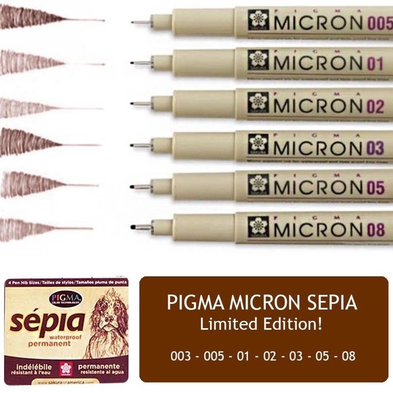 Sakura Pigma Micron SEPIA Drawing Pen Tinta Coklat Brown DiM