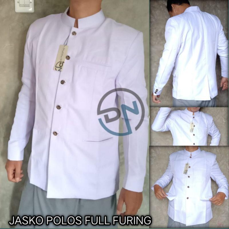 Jasko Putih Polos Jas Mandarin Pria Warna Putih / Jasco / Jas Koko / Jas Shanghai Laki-Laki Bahan Hi