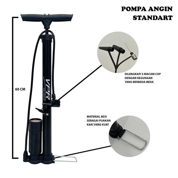 Pompa Angin Sepeda Motor  Mobil Kompa Kumpo Sepedah Bola Tangan Standart Hitam/Pompa Angin Tabung Po
