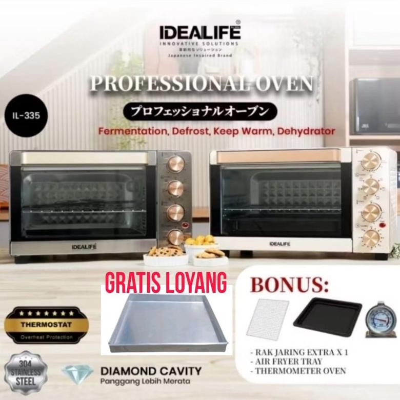 Oven Air Fryer Idealife NEW Termometer IL 335 35 Liter Oven Pemanggang Rotiserrie IL-335 Air Fryer I