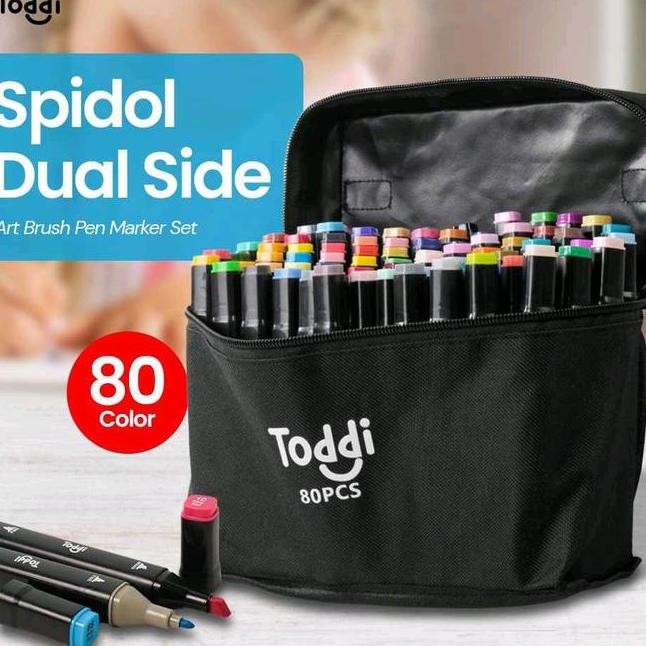 

Toddi Spidol Dual Side Fine Art Brush Pen Art Marker Set 80 Color Hl270 Stationery