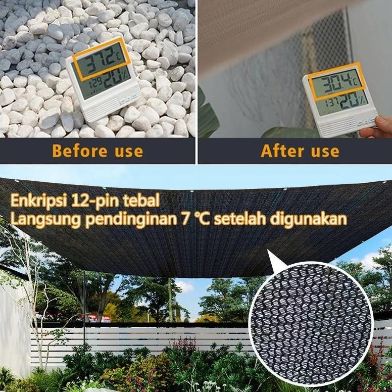 Paranet 95% Lebar 2/3/4 Meter Shading Net Nylon Anti Panas Enkripsi 12-Pin Jaring Paranet Pelindung 