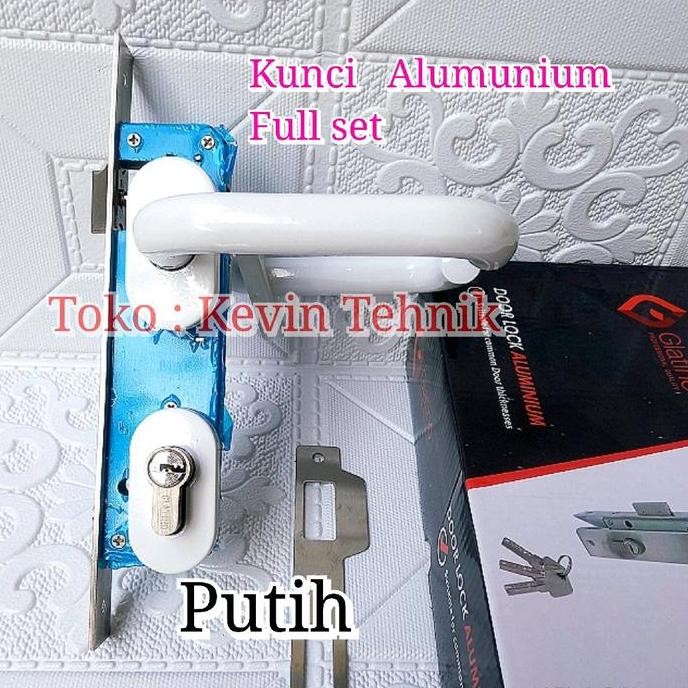Kunci Pintu Alumunium Set Putih, Kunci Handle Alumunium Set Putih