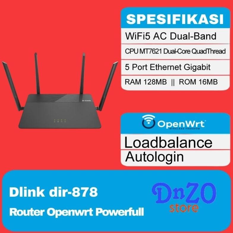 dlink dir878 ac1900 openwrt gigabit loadbalance autologin  dualband wms wifi.id seamless router wifi