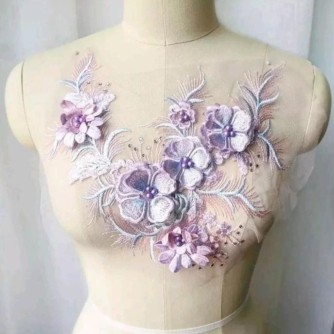 

] lace bordir bunga 3d import