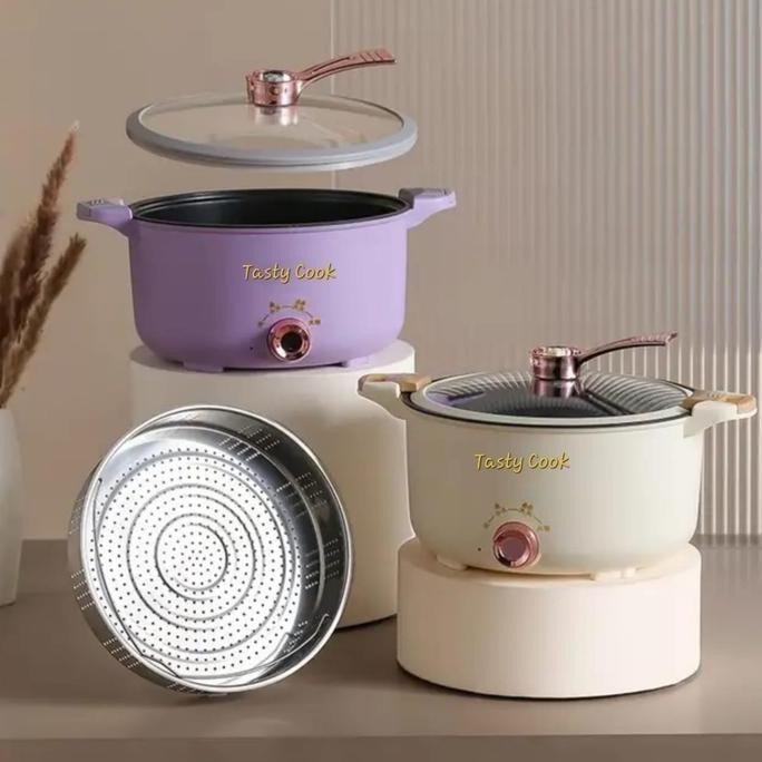 Panci listrik serbaguna lengkap kukusan/Panci masak nasi low carbo/Panci elektrik multifungsi/Hot po
