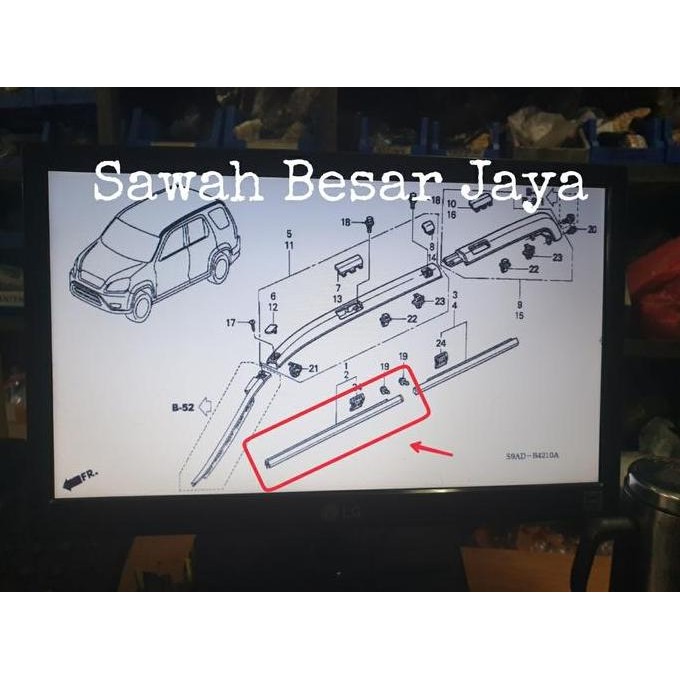 Weather Strip - Karet Pelipit Plipit List Lis Garnish Bawah Kaca Pintu Luar Depan Honda Crv Cr-V Gen