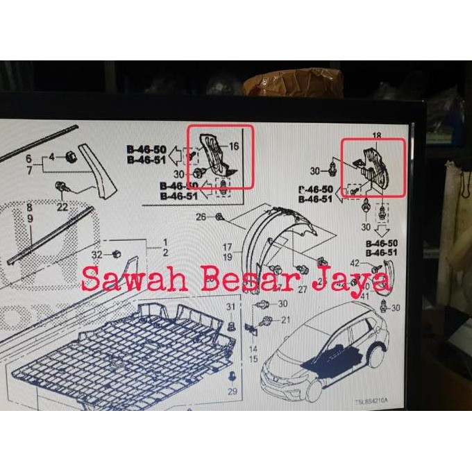 Inner Liner Fender - Cover Plastik Spakbor Bumper Bemper Belakang Honda Jazz Rs Gk5 2014 2015 2016 2