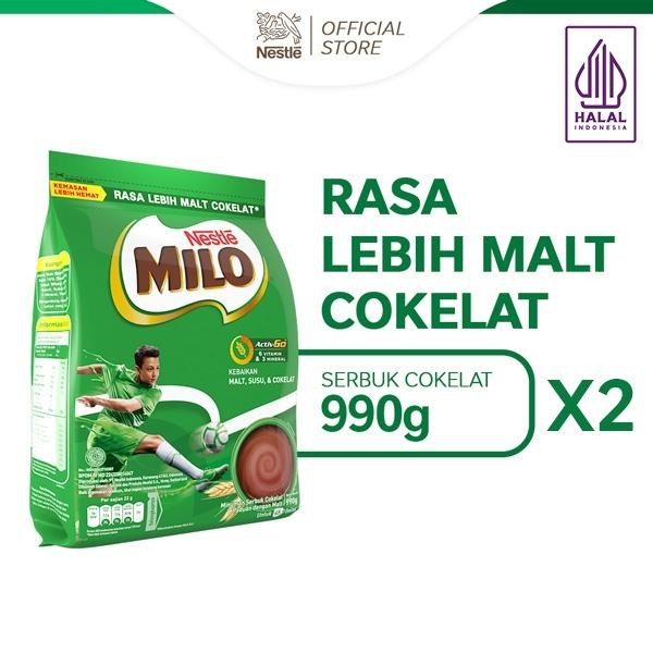 

Milo Activ-Go Susu Coklat Pouch 990 G X 2Pcs Terbaru Best Quality 100% Original