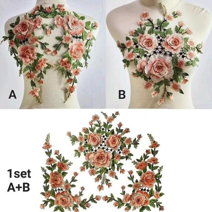 

#####] set bordir bunga isi 3pc, 3d design