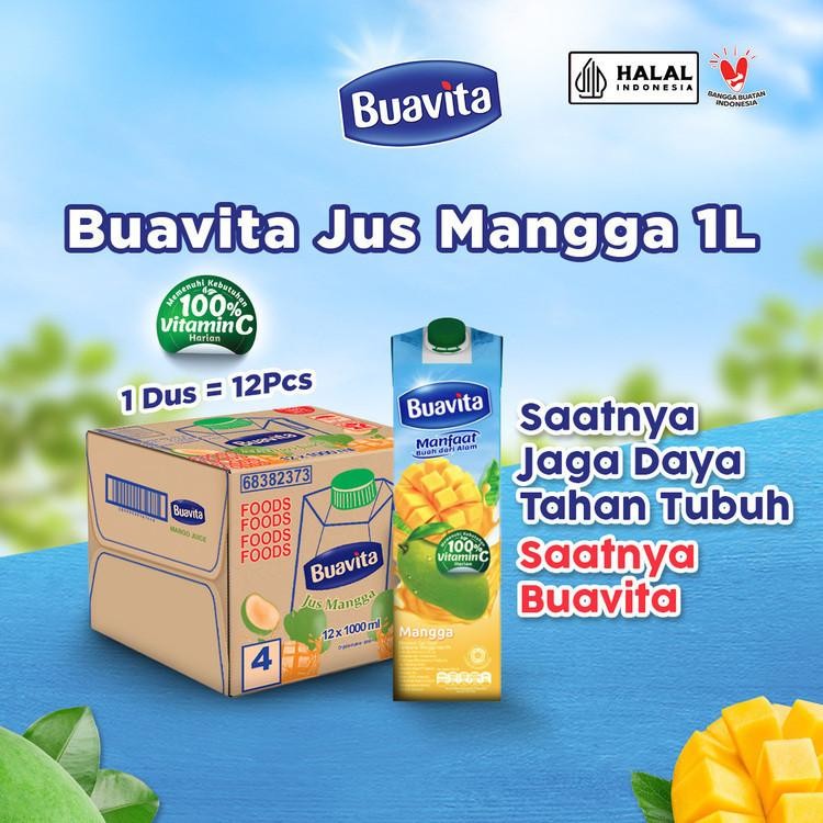 

Buavita Jus Buah Asli Mangga 1000Ml (Isi 12) New Best Quality 100% Original