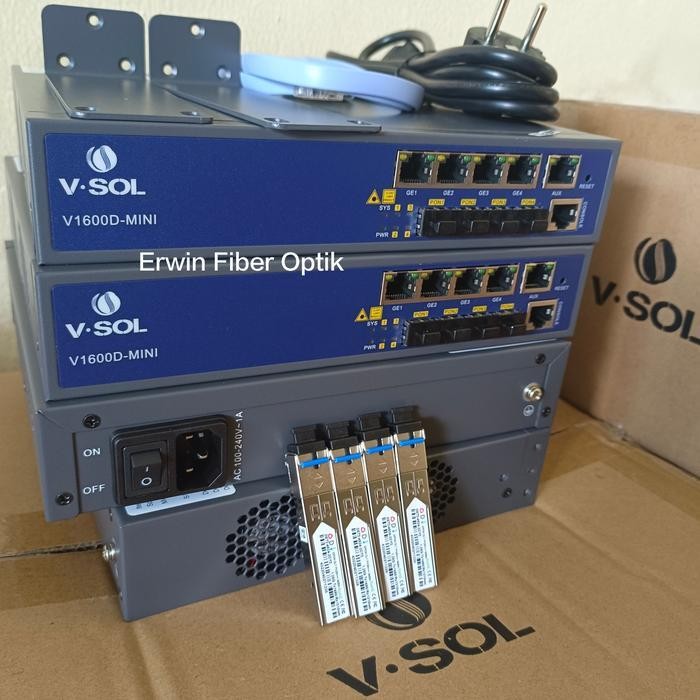 Cn Olt Visol Epon V1600D-Mini 4Port Lengkap Kabelan + Sfp Px20+++8Dbm