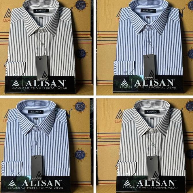 BARU Kemeja Alisan Salur Garis Reguler Lengan Panjang