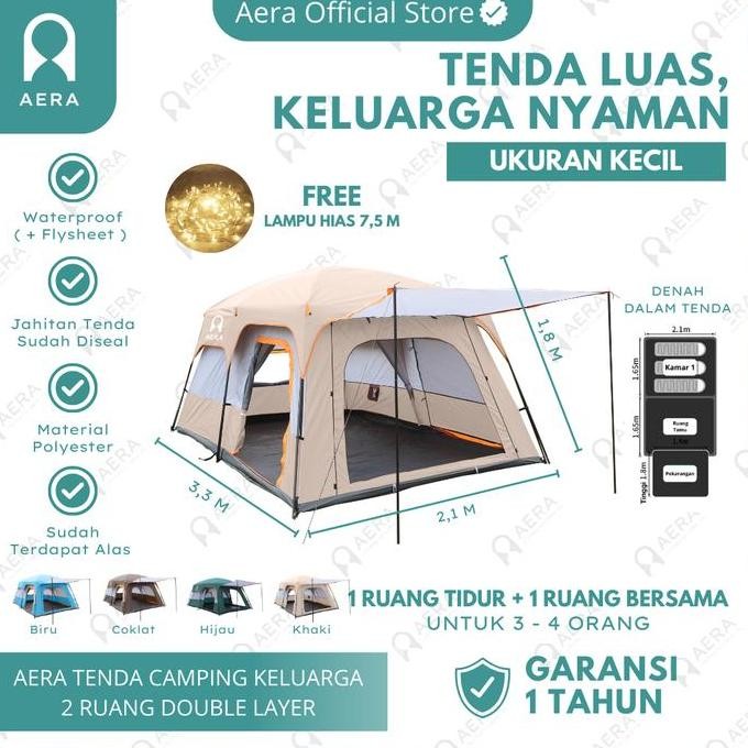 ''Terlaris" Tenda Camping Keluarga Kecil 2 Ruang | Tenda Kemping Untuk 3-4 Orang Murah
