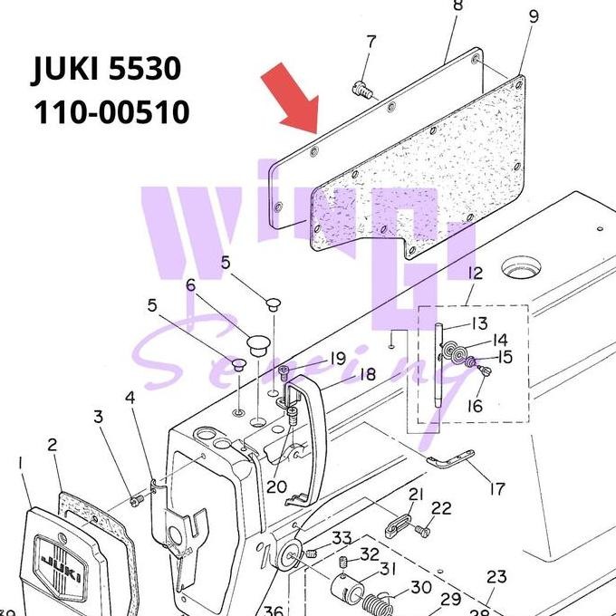 22T1005D1 Typical Gc6-28 Gc6-1 Tutup Belakang Mesin Jahit Industri 22T1-005D1