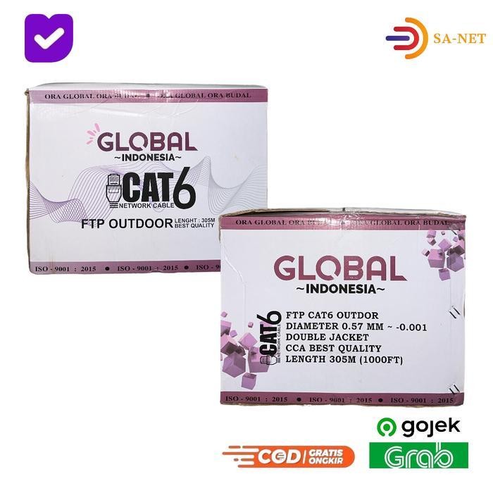 Global Ftp Cat 6 305 Meter Kabel Lan Outdoor Original Dan Terpercaya
