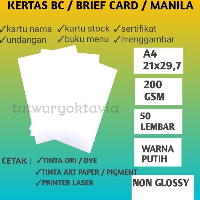 

kertas kartutik/brief card 200 gsm A4 isi 50 lembar