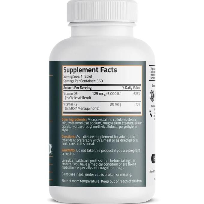 Bronson D3 K2 5000 IU 90 MCG 120 Tablets