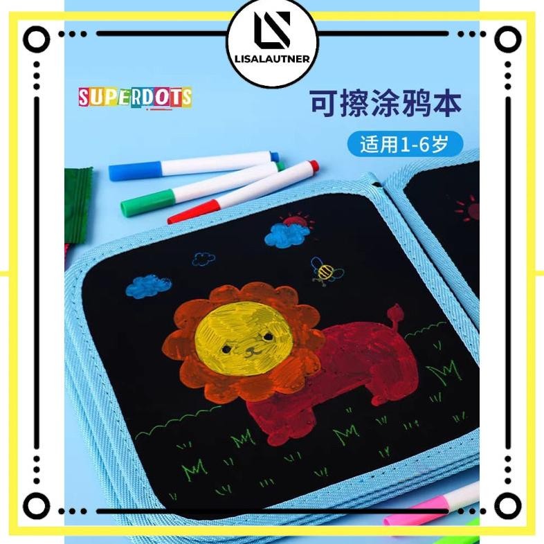 

HJK Buku Gambar Portable Ajaib Reusable Buku Tulis Anak Bisa Dihapus 14 Halaman FREE 6 SPIDOL + 2 TISUE