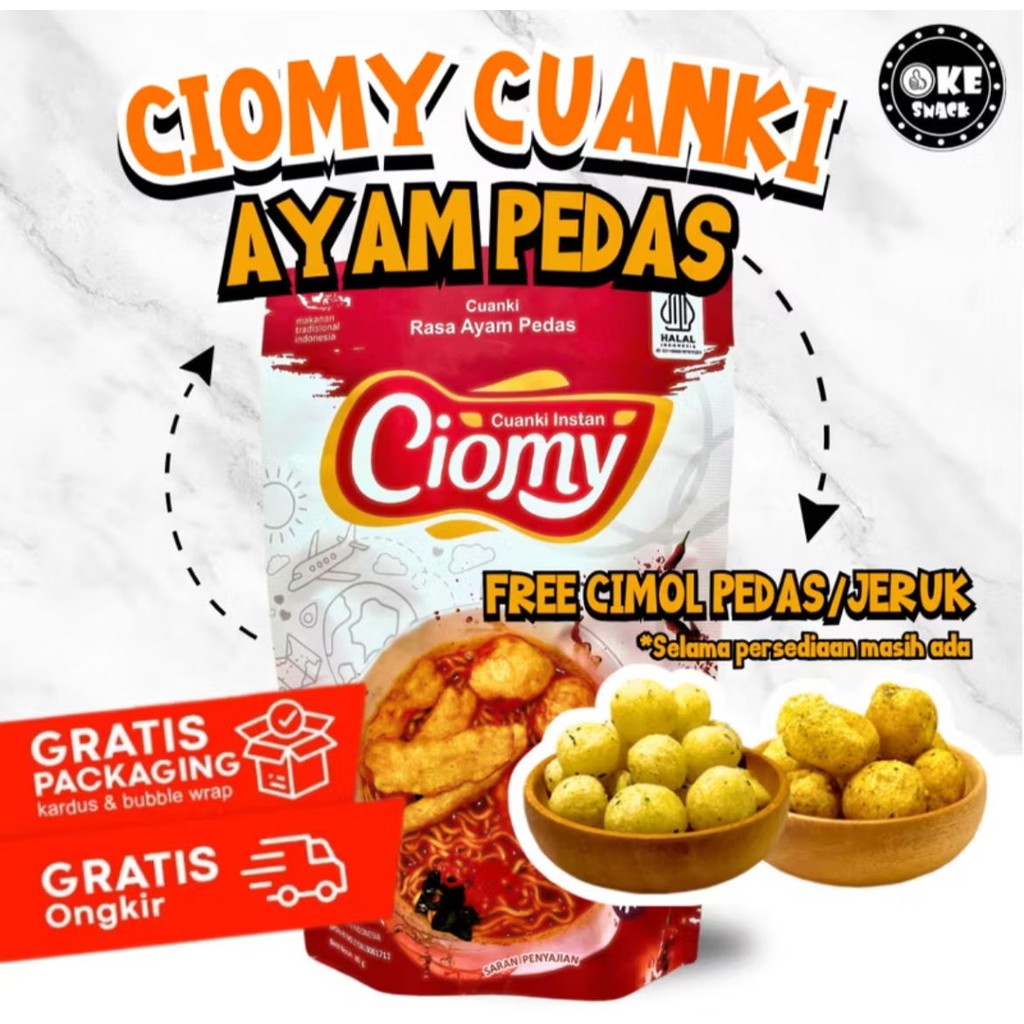

Ciomy Cuanki Ayam Pedas Pouch Cuangki Ciomy Chicken Spicy Halal Non MSG