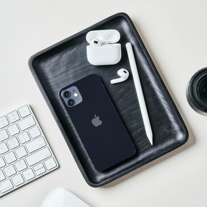 

[SOSHOP] SKANDIF BLACK VALET TRAY PREMIUM TEAK WOOD DESK ORGANIZER KAYU JATI
