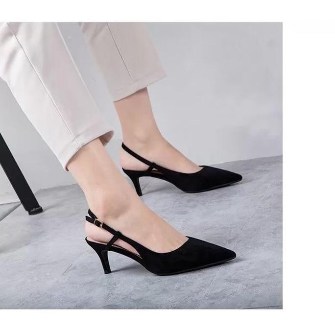 New Product - High Heels Rh Wanita Pesta 7Cm Hitam Krem Calista Collection_