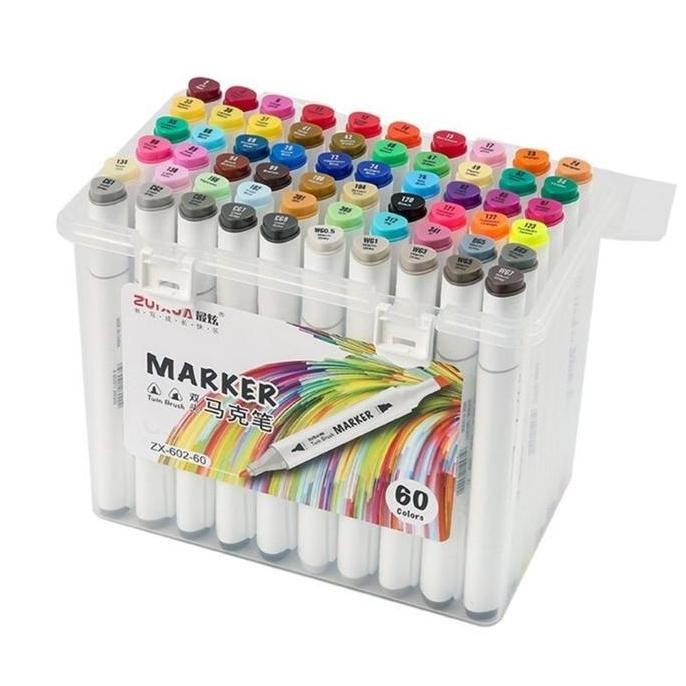 

(Isi 36/48/60/80/120 Warna) Spidol Warna Set Skecth Art Marker Double Head 2In1 2 Mata Pena Ujung Ganda 36 Hingga 120 Warna Kualitas Terbaik Stationery Co