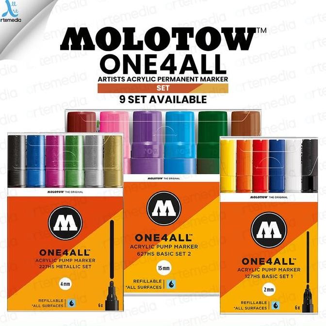

Molotow One4All Acrylic Paint Marker Set Spidol Permanen Warna Co