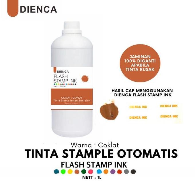 

Tinta Stempel Flash Otomatis / Tanpa Bantalan Dienca Official 1 Liter Warna Cokelat Co