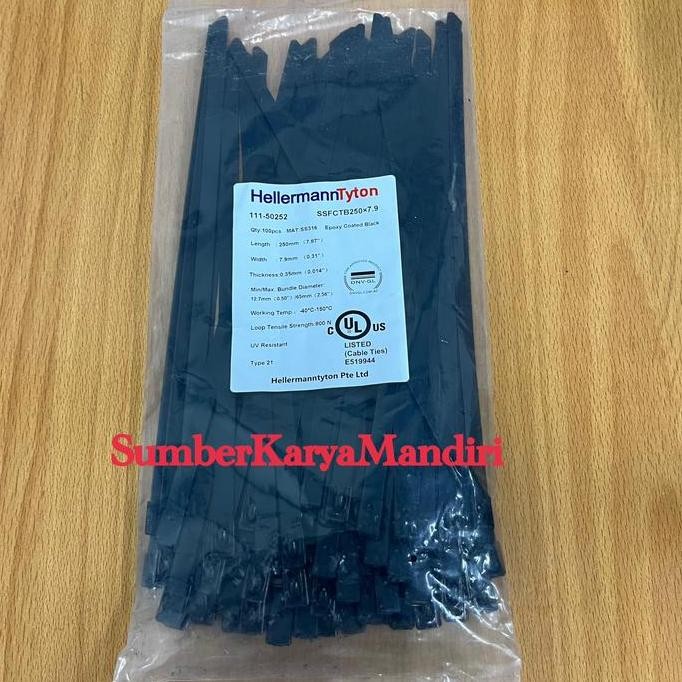 

Hellermann Tyton Cable Ties Epoxy Coated Black Ss316 250Mm X 7.9Mm X 0.35Mm (100Pcs) Co