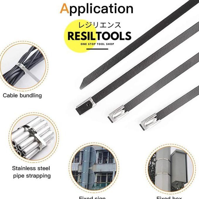 

Per100 Kabel Tie Stainless Steel Hitam 4.6 X 300 Mm Anti Karat Co
