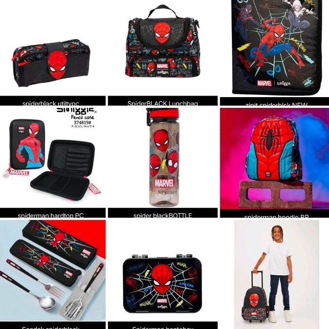 Smiggle Spiderman Backpack, Botol, Lunch Bag, Bento Box, Jr Hoodie Co